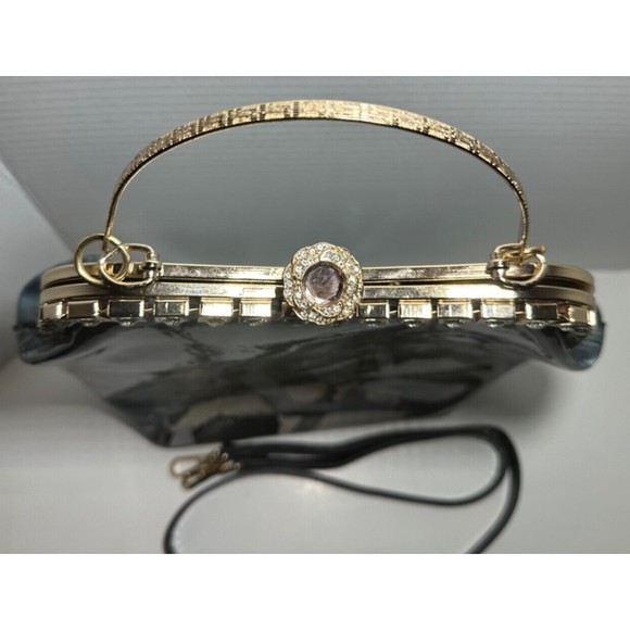 Obama`s Time Square Handbag Women`s Black & White Printed Photo Strap Purse - Picture 7 of 10